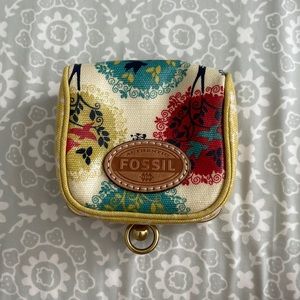 Yellow Birds and Trees Print Fossil Coin Purse